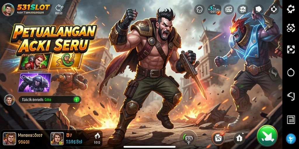 Tampilan gameplay <strong>531SLOT</strong> yang mendebarkan dan penuh aksi.