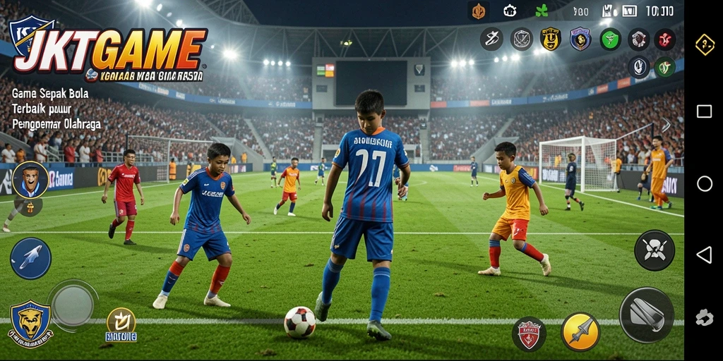 Gameplay JKTGAME yang intens dan menarik dalam sepak bola.