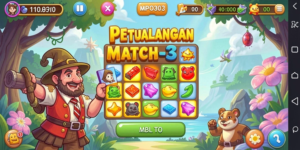 Gameplay seru MPO303 Match-3 dengan grafis menawan.