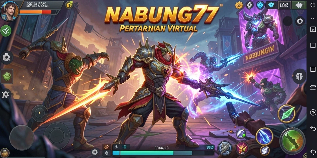 Screenshot utama NABUNG77 menampilkan pertarungan mendebarkan di arena.