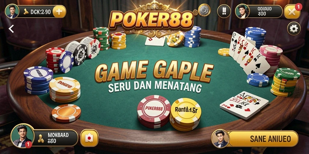 Tampilan gameplay POKER88 dengan suasana Gaple yang seru.