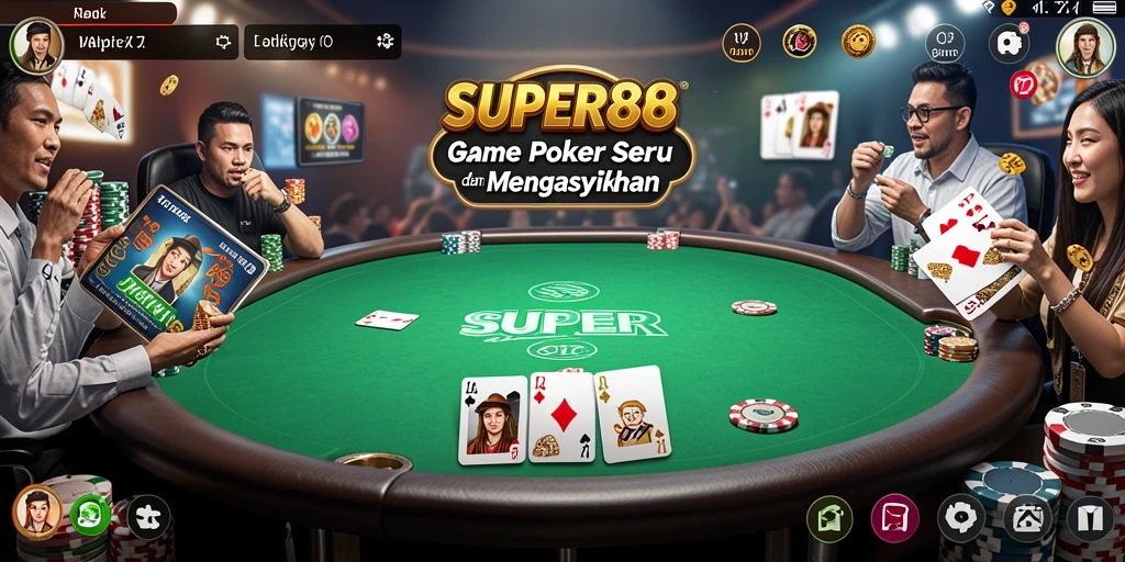 Tampilan gameplay seru dalam aplikasi SUPER88 poker.