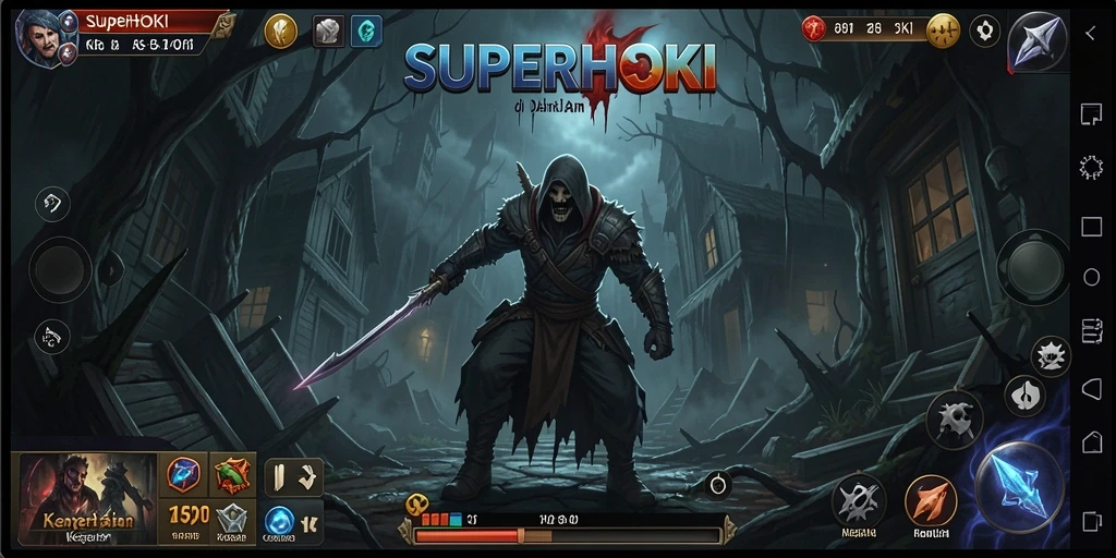 Tangkapan layar gameplay SUPERHOKI penuh ketegangan horor.