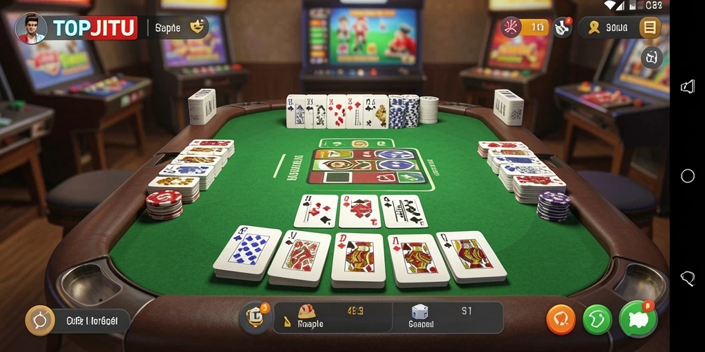 Screenshot utama dari gameplay Gaple yang menegangkan di TOPJITU.