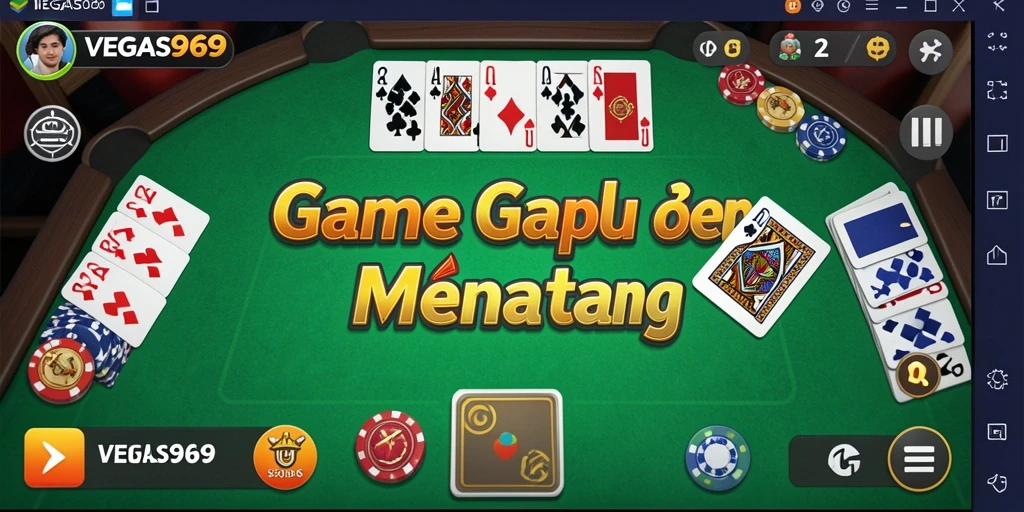 Screenshot utama VEGAS969 menampilkan gameplay Gaple yang seru dan interaktif.
